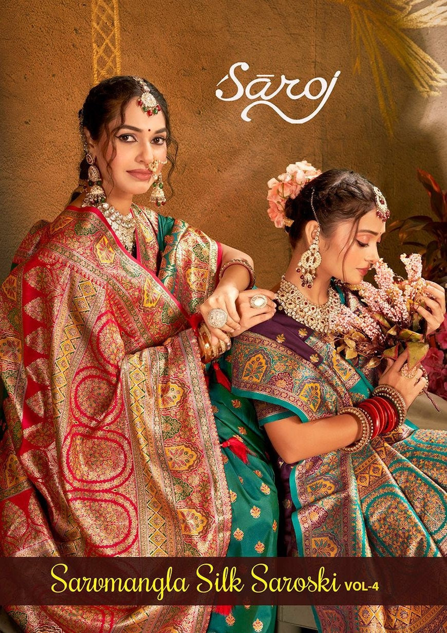 Sarvmangla Silk Saroski Vol 4 Saroj Satin Sarees Supplier India