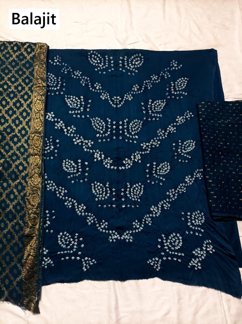 Satin Bandhej 0112 Balajit Fancy Jacquard Salwar Suits Exporter