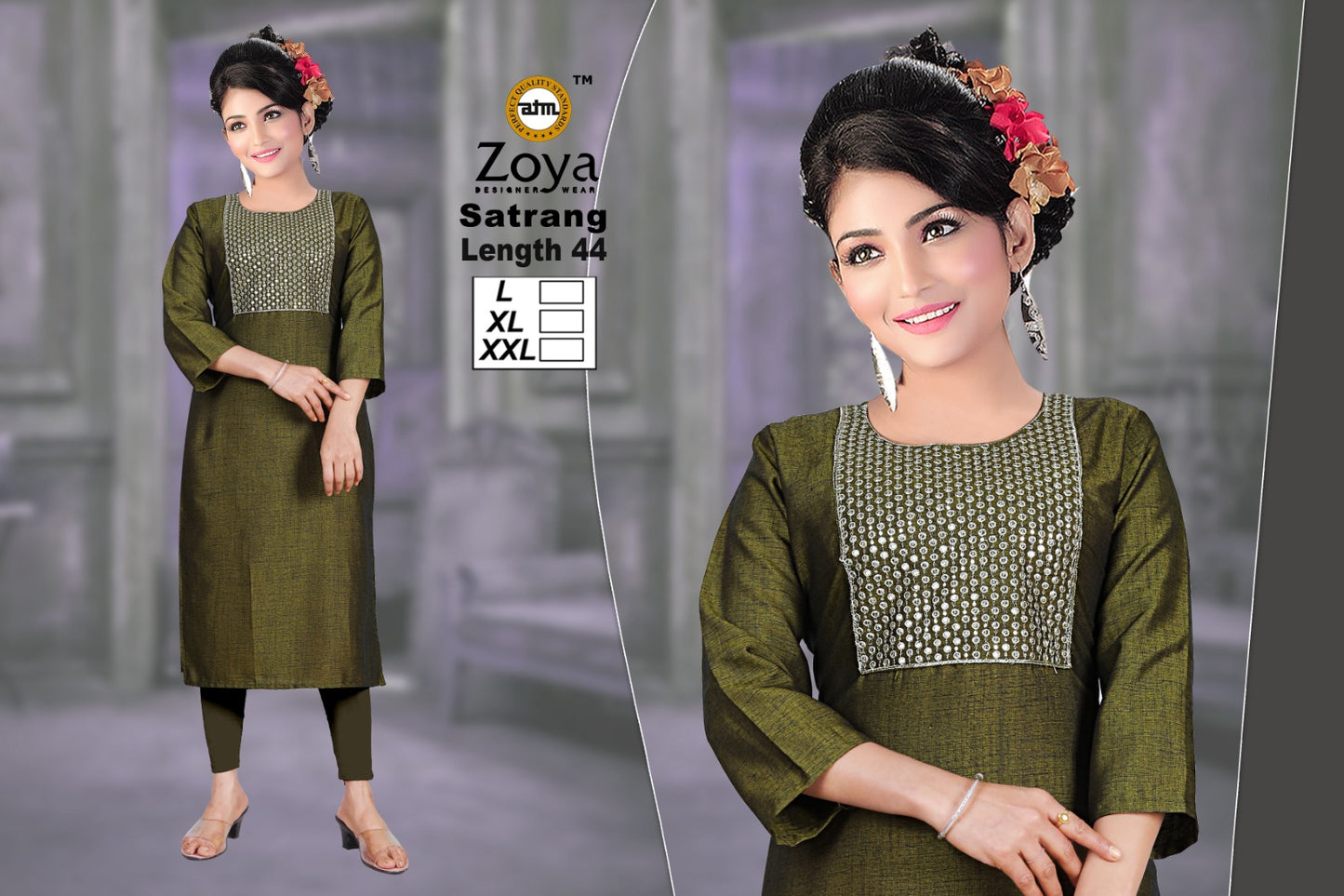 Satrang 031225 Zoya Straight Cut Kurtis Supplier India