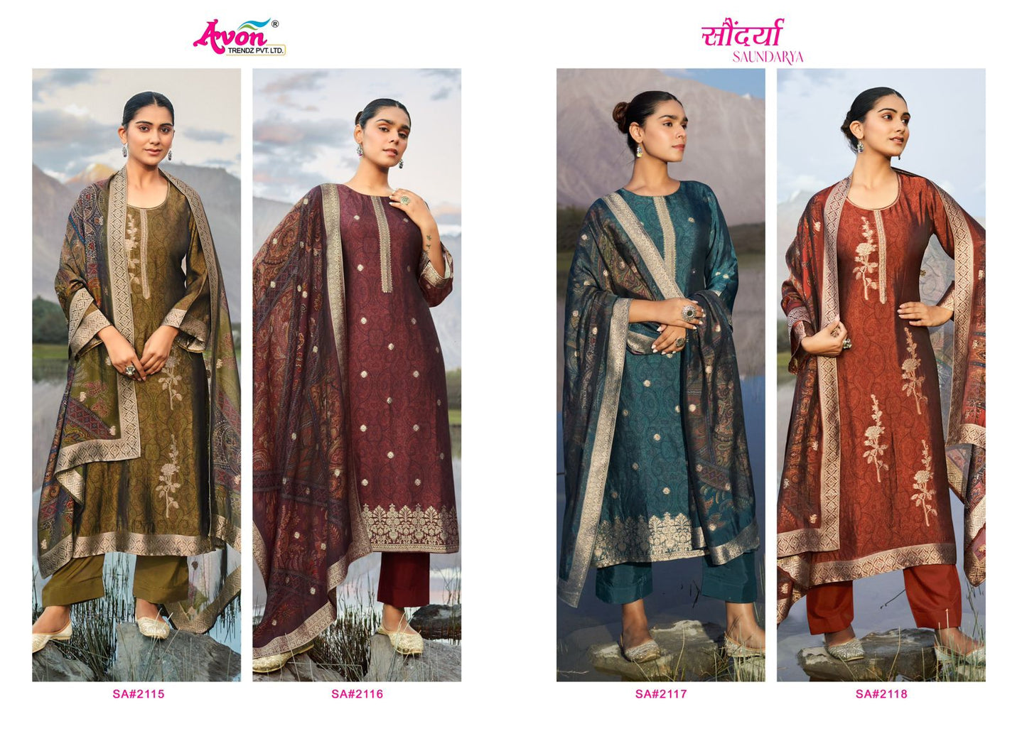 Saundarya Avon Trendz Italian Silk Plazzo Style Suits Manufacturer