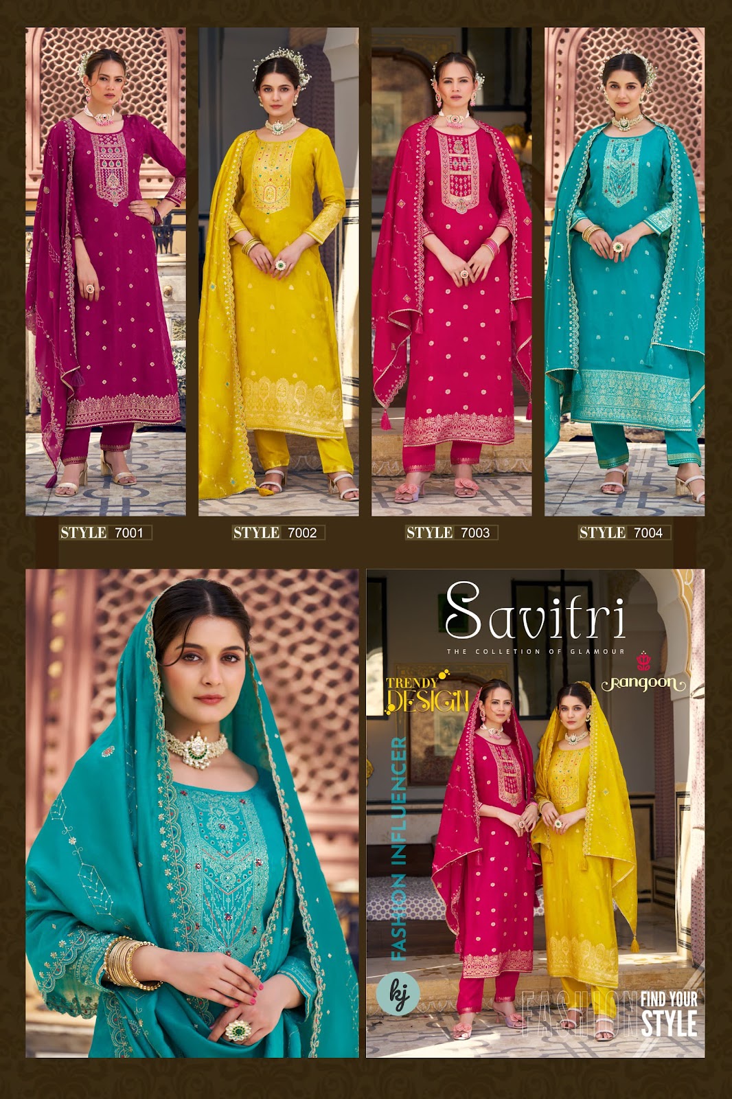 Savitri Rangoon Russian Jacquard Readymade Pant Style Suits Supplier India
