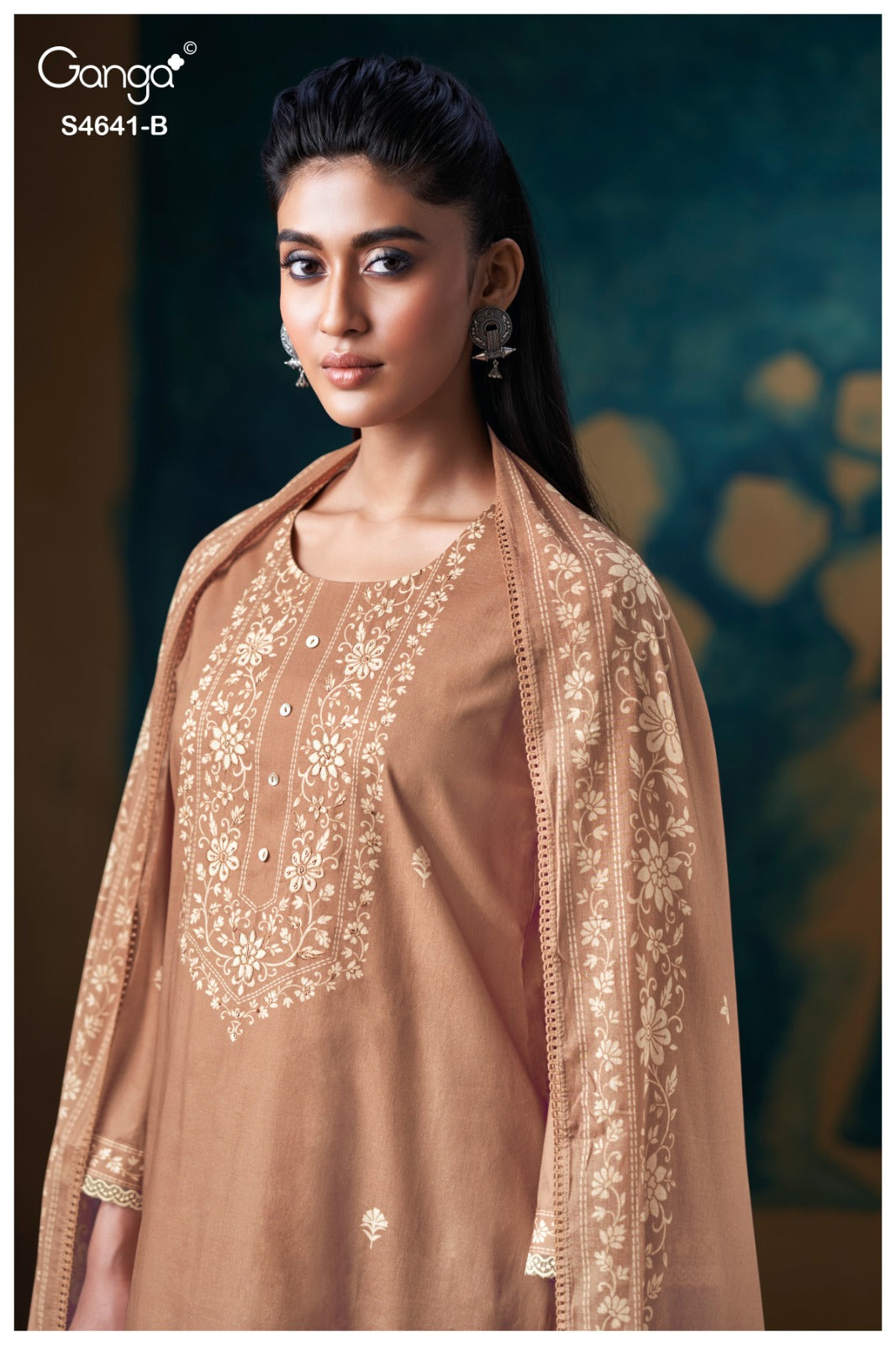 Saziel S4641 Ganga Cotton Plazzo Style Suits Supplier Ahmedabad