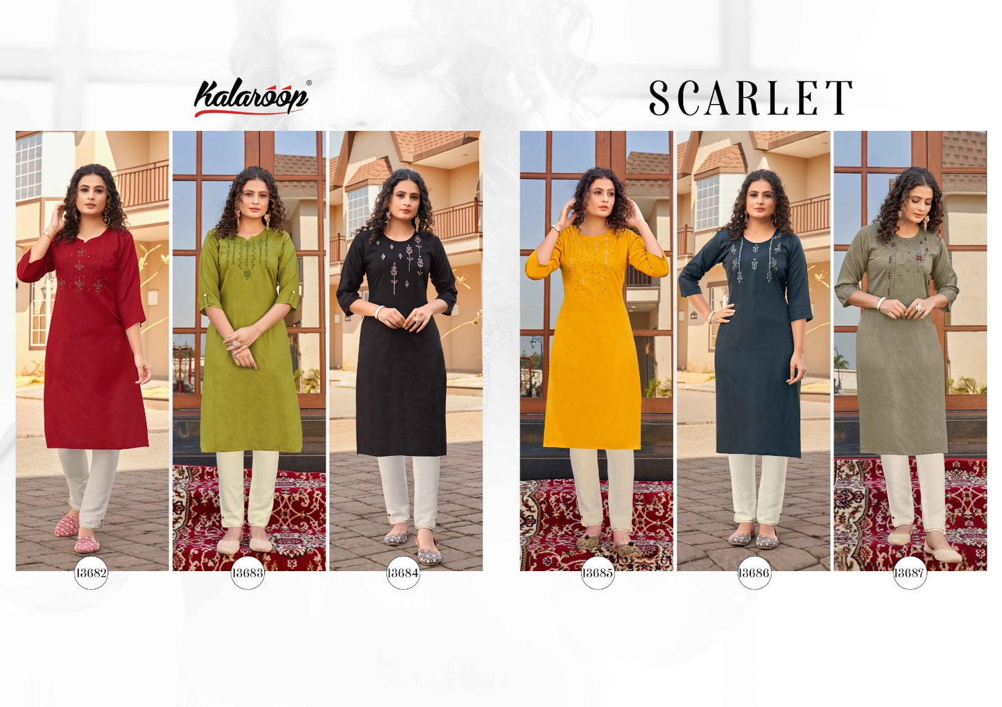 Scarlet Kalaroop Heavy Rayon Long Straight Kurti