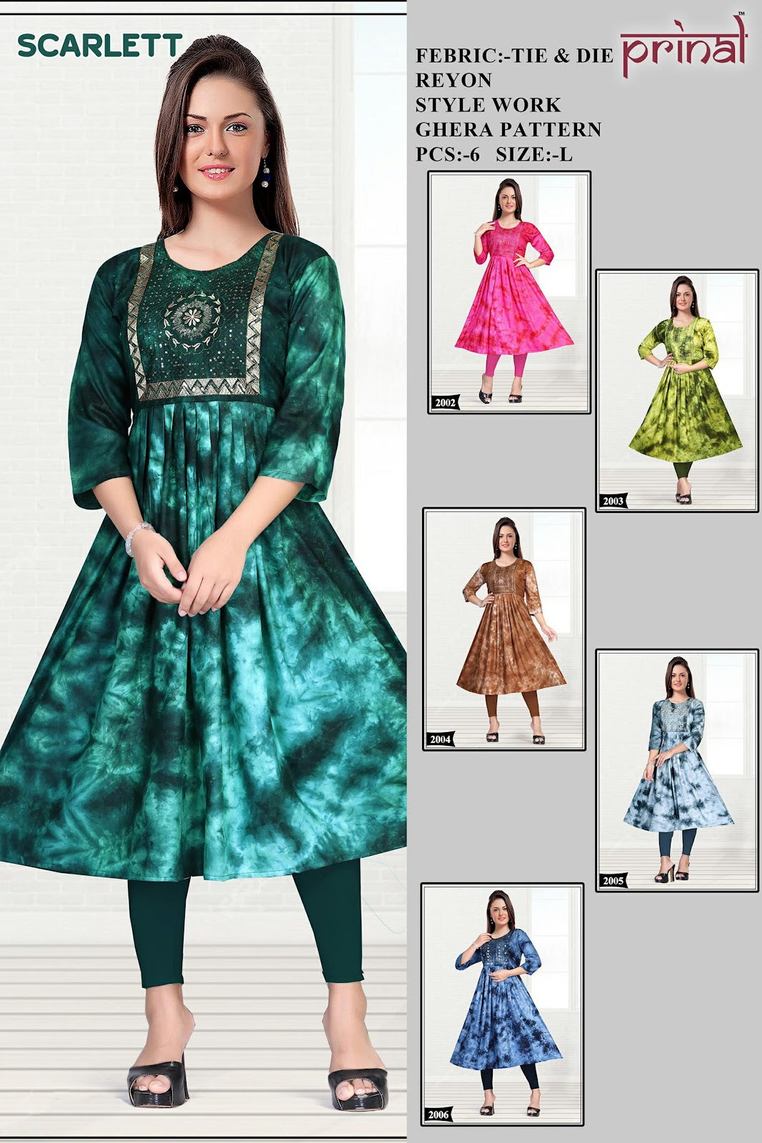 Scarlett Prinal Reyon Anarkali Kurtis Wholesaler