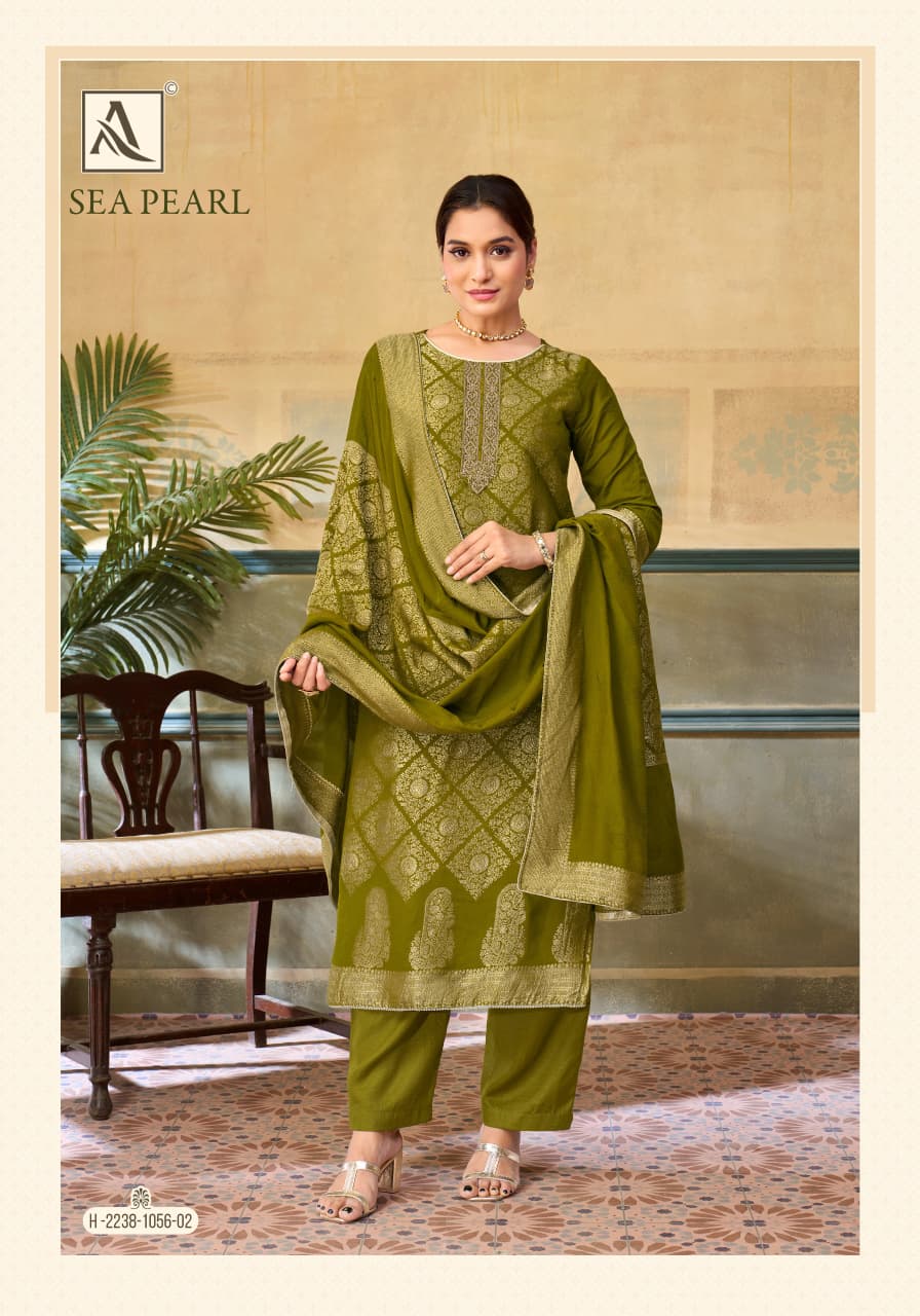 Sea Pearl Alok Viscose Muslin Karachi Salwar Suits Manufacturer India
