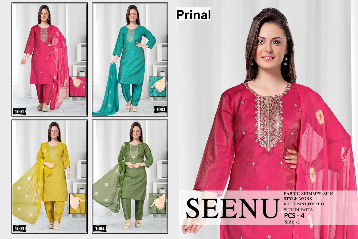 Seenu Prinal Simmer Readymade Pant Style Suits Supplier Ahmedabad