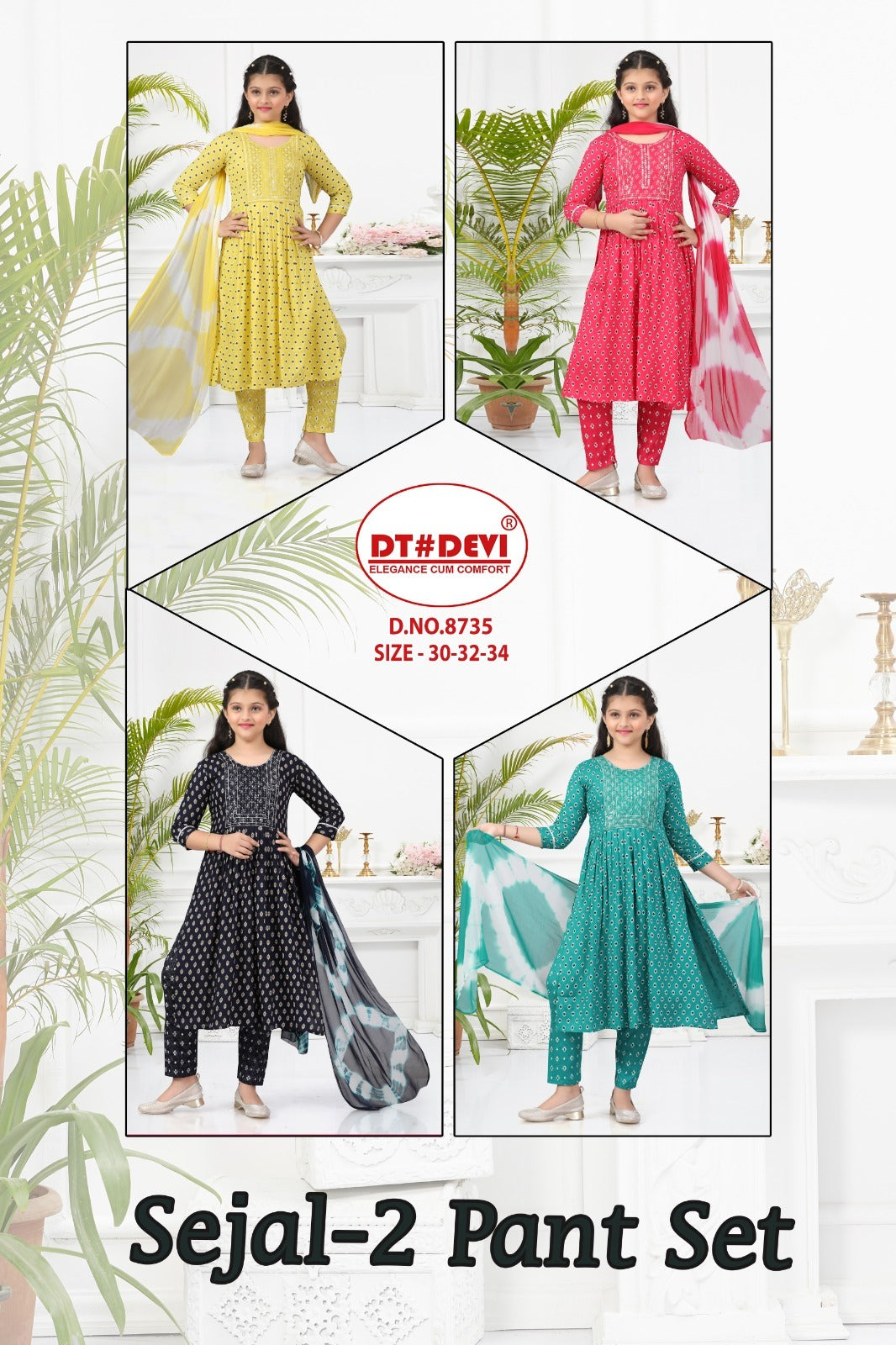 Sejal 2 8735 Dt Devi Rayon Girls Readymade Pant Suits Wholesaler Ahmedabad