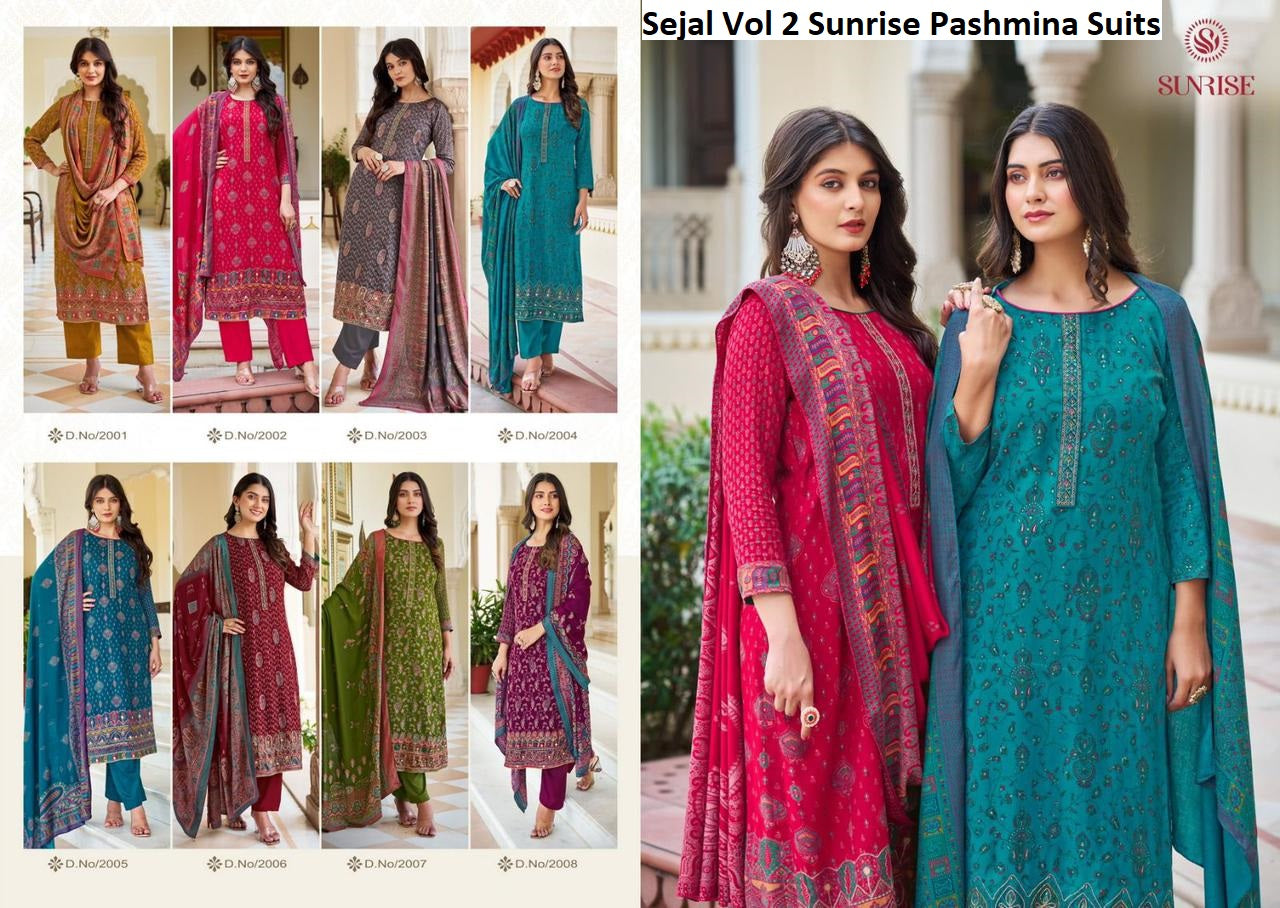 Sejal Vol 2 Sunrise Viscose Pashmina Suits Exporter