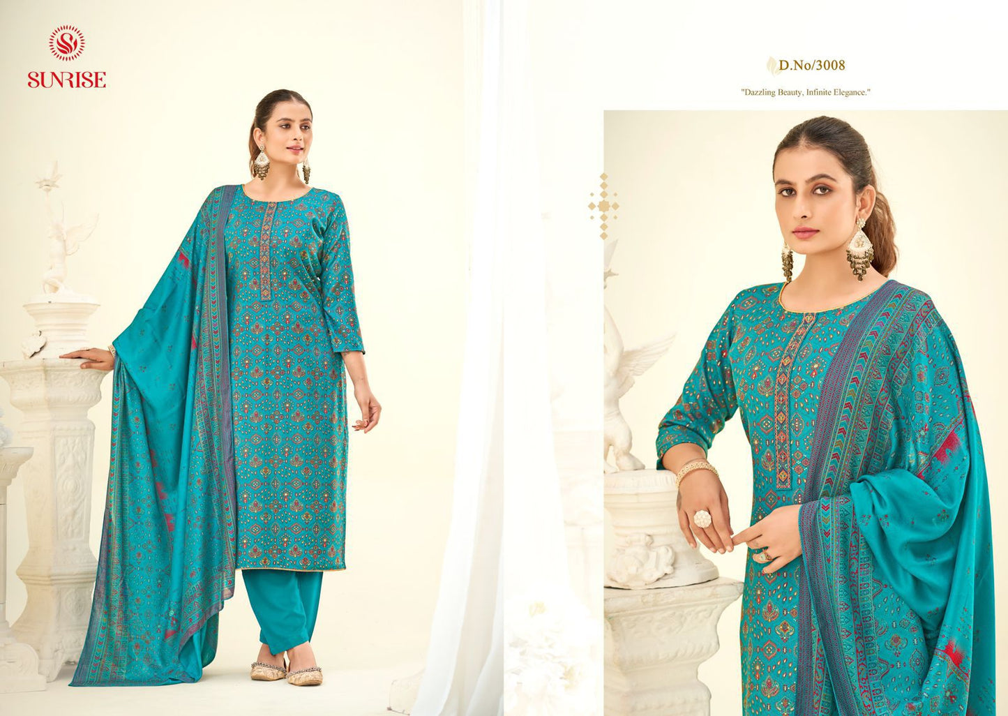 Sejal Vol 3 Sunrise Viscose Simmer Pashmina Suits Exporter Ahmedabad