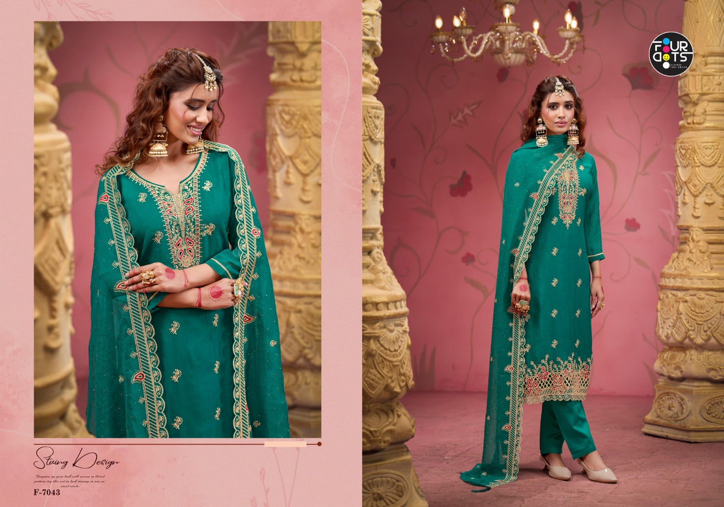 Selah Four Dots Organza Pant Style Suits Exporter Ahmedabad