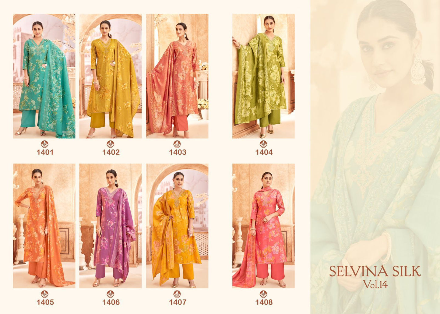 Selvina Silk Vol 14 Salvi Fashion Modal Silk Plazzo Style Suits Exporter