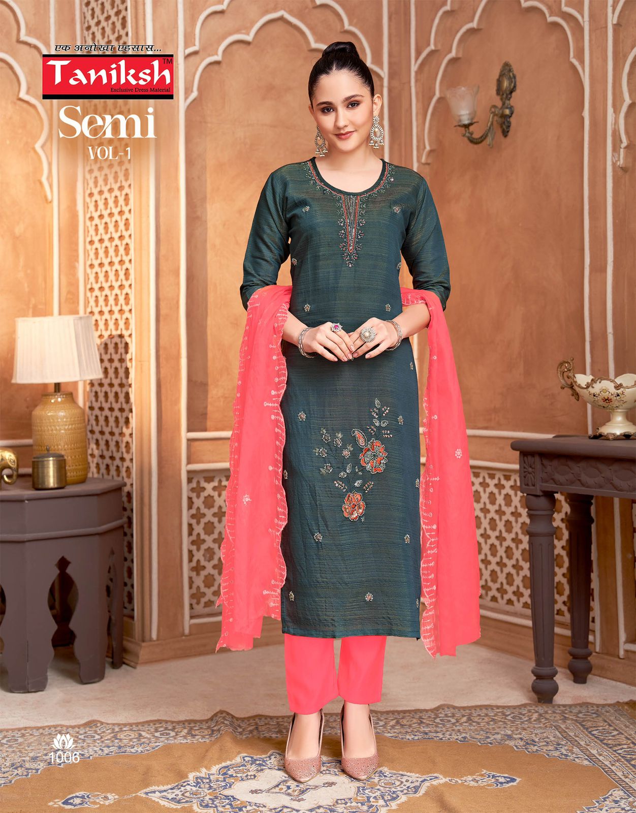 Semi Vol 1 Taniksh Vertican Readymade Pant Style Suits Wholesaler Ahmedabad