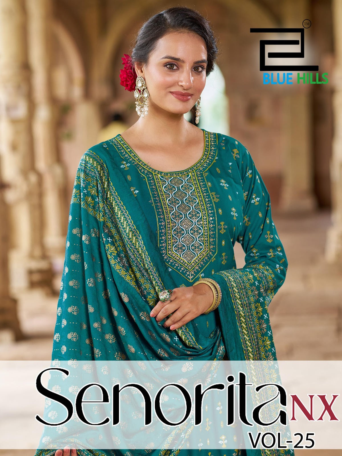 Senorita Vol 25 Nx Blue Hills Rayon 14Kg Kurti Dupatta Set Manufacturer India