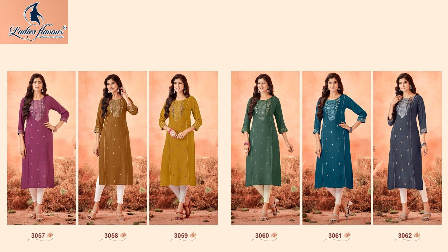 Serena Vol 10 Ladies Flavour Rayon 14Kg Straight Cut Kurtis Manufacturer Ahmedabad