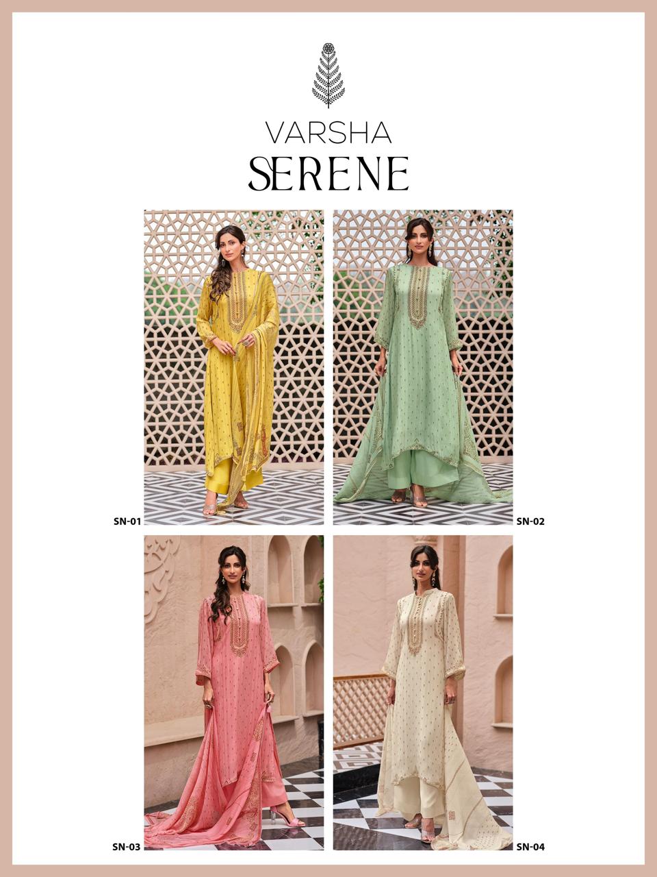 Serene Varsha Fashions Chinon Chiffon Pant Style Suits Wholesale Price
