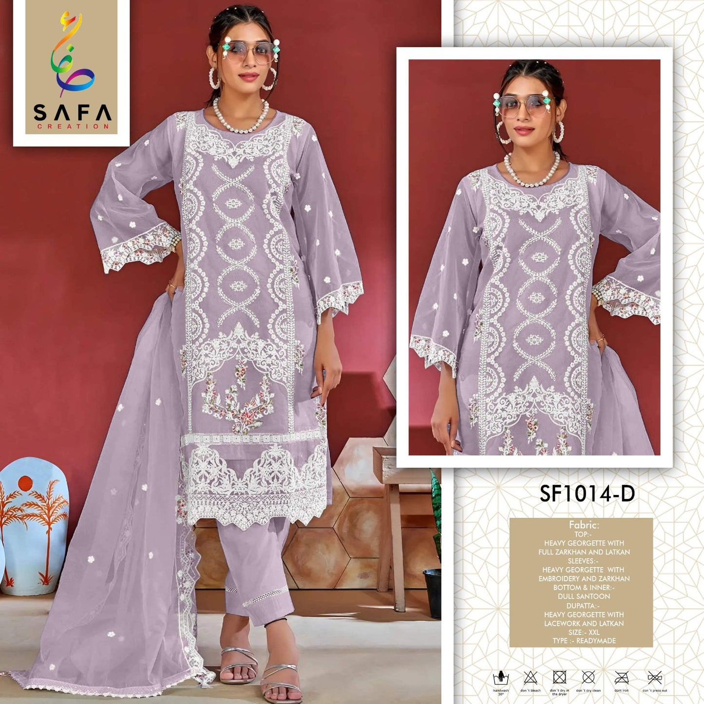 Sf-1014Abcd Safa Creation Organza Pakistani Readymade Suits Exporter India