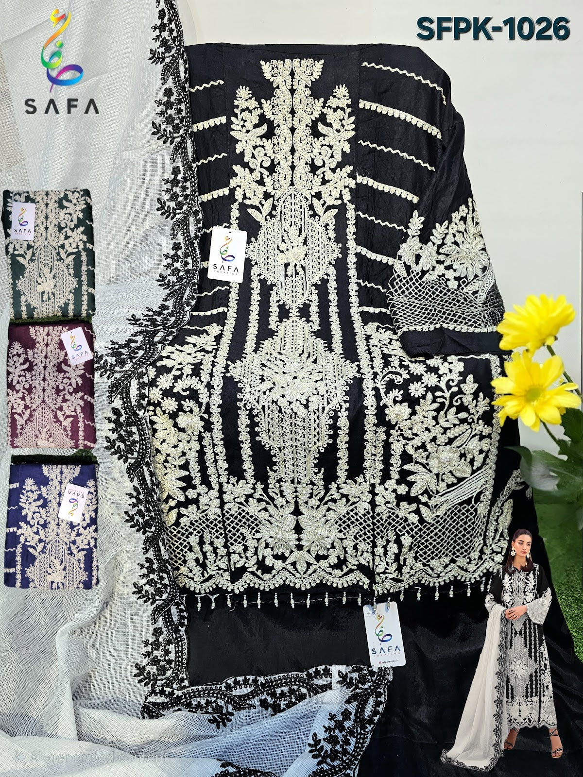 Sf-1026Abcd Safa Creation Rayon Pakistani Salwar Suits Wholesaler Gujarat