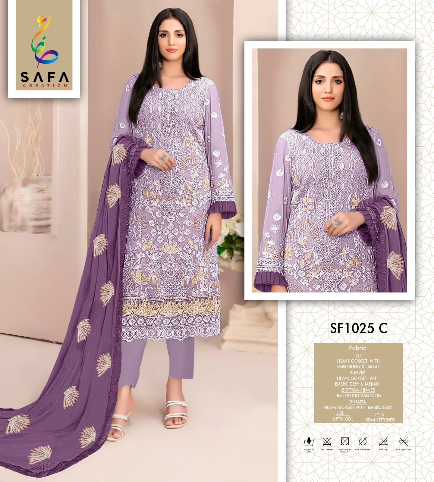 Sf 1025 Safa Creation Georgette Pakistani Salwar Suits Supplier