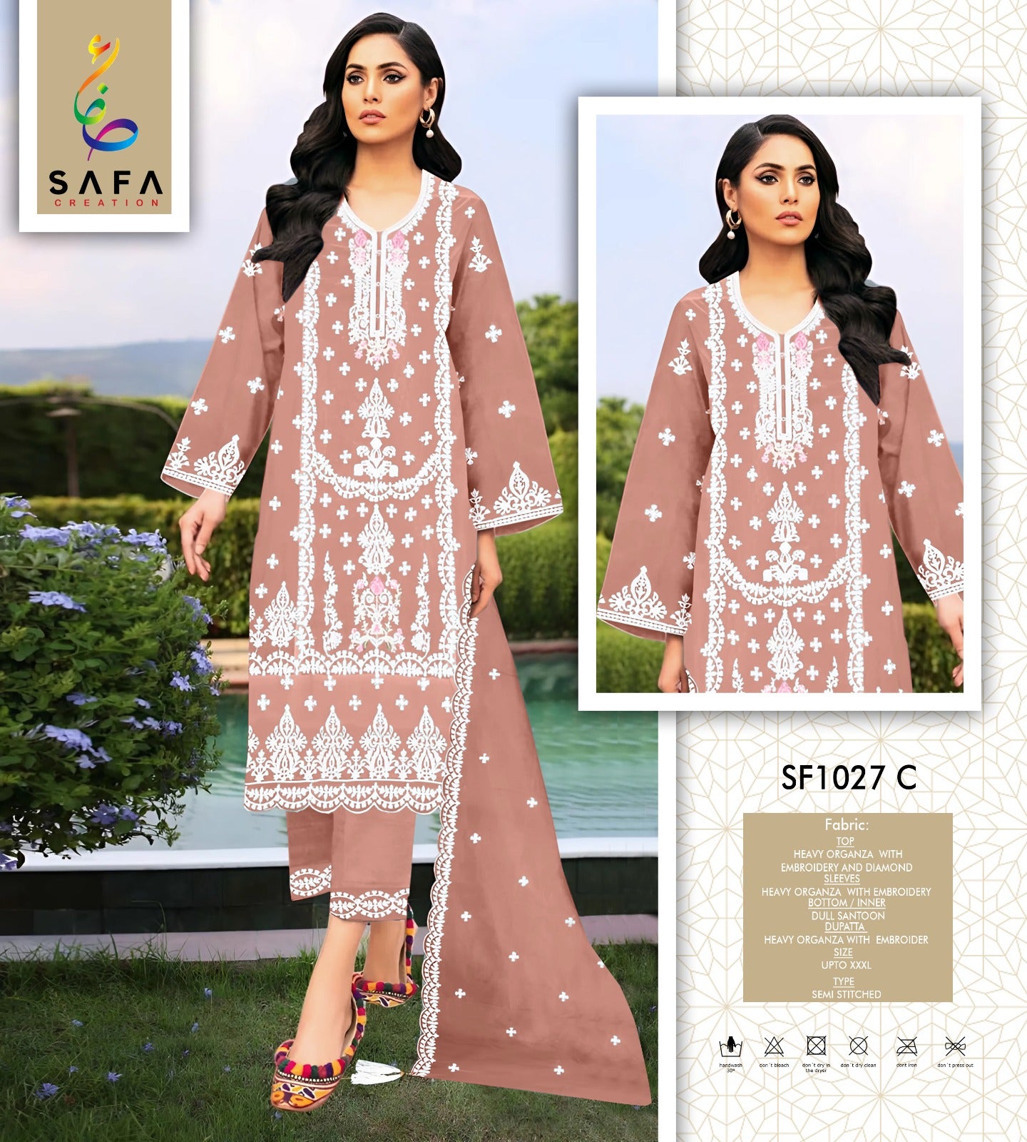 Sf 1027Abcd Safa Creation Organza Pakistani Salwar Suits Wholesaler