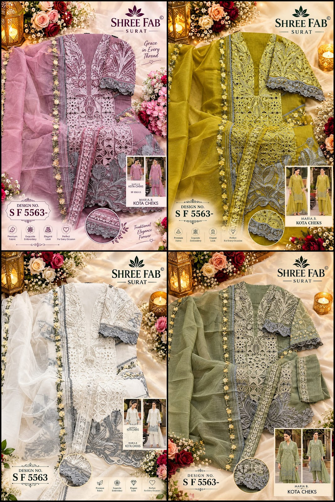 Sf 5563 Shree Fabs Kota Checks Pakistani Salwar Suits Exporter India