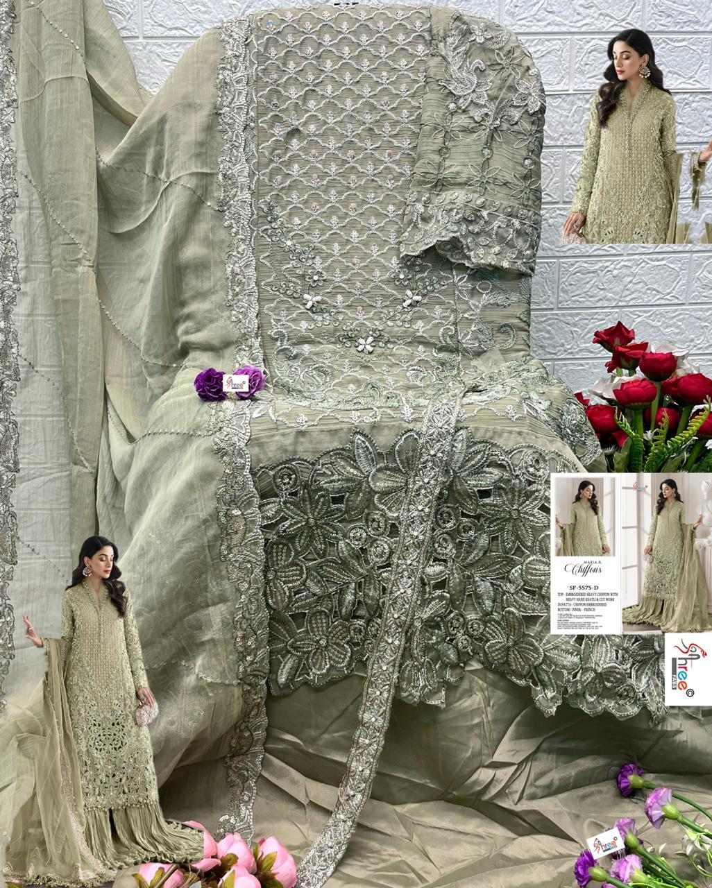 Sf 5575 Shree Fabs Chiffon Pakistani Salwar Suits Supplier Ahmedabad