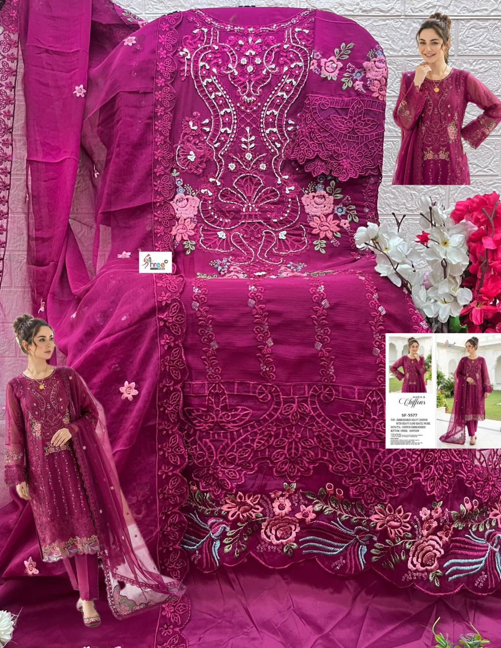 Sf 5587 Shree Fabs Chiffon Pakistani Salwar Suits Manufacturer