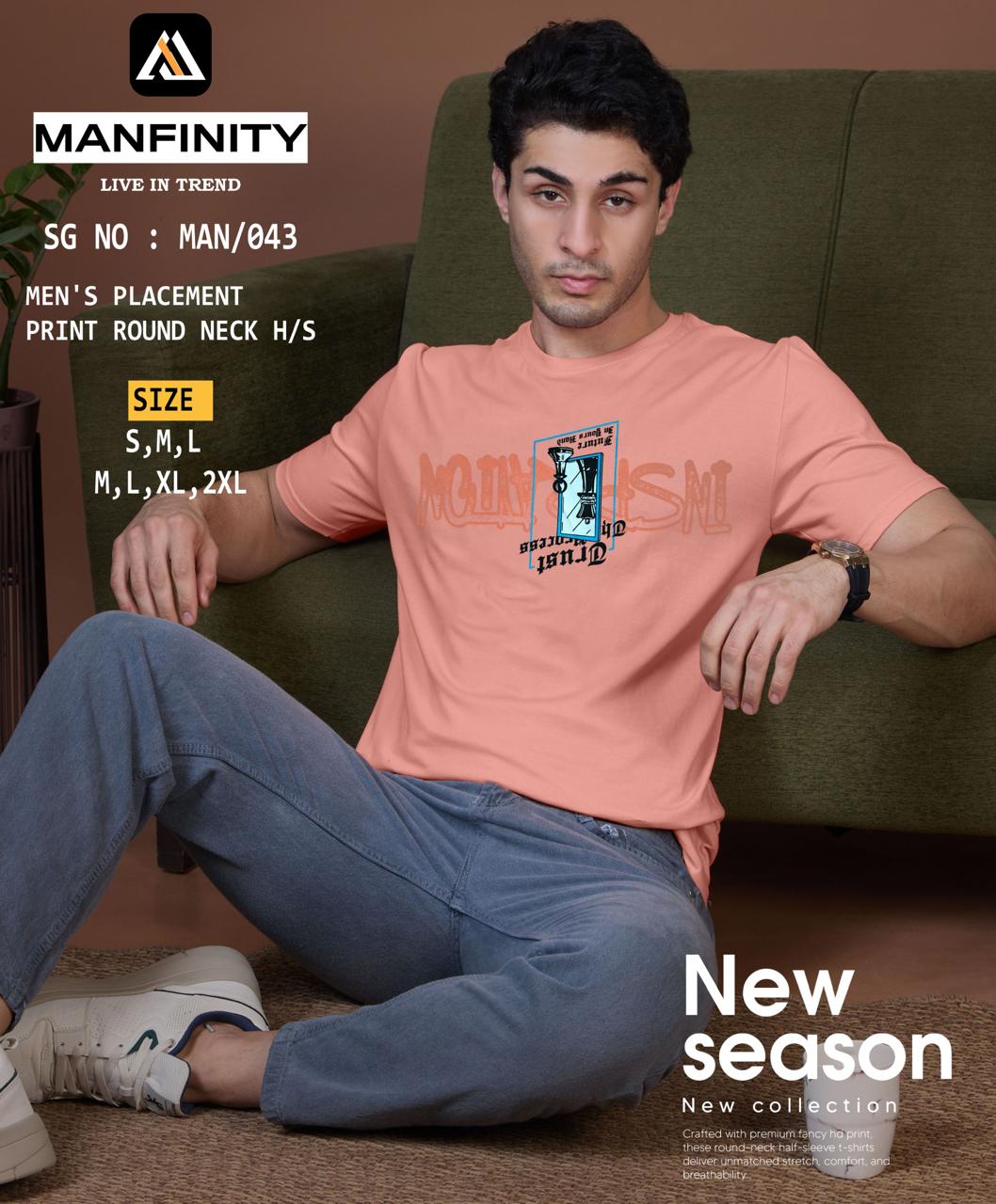 Sg No 043 Manfinity Cotton Biowashed Mens Tshirts Exporter India