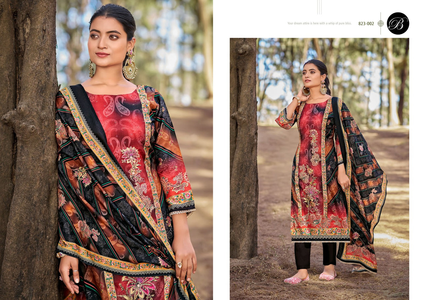 Shabnam Belliza Designer Studio Viscose Muslin Karachi Salwar Suits Exporter Ahmedabad