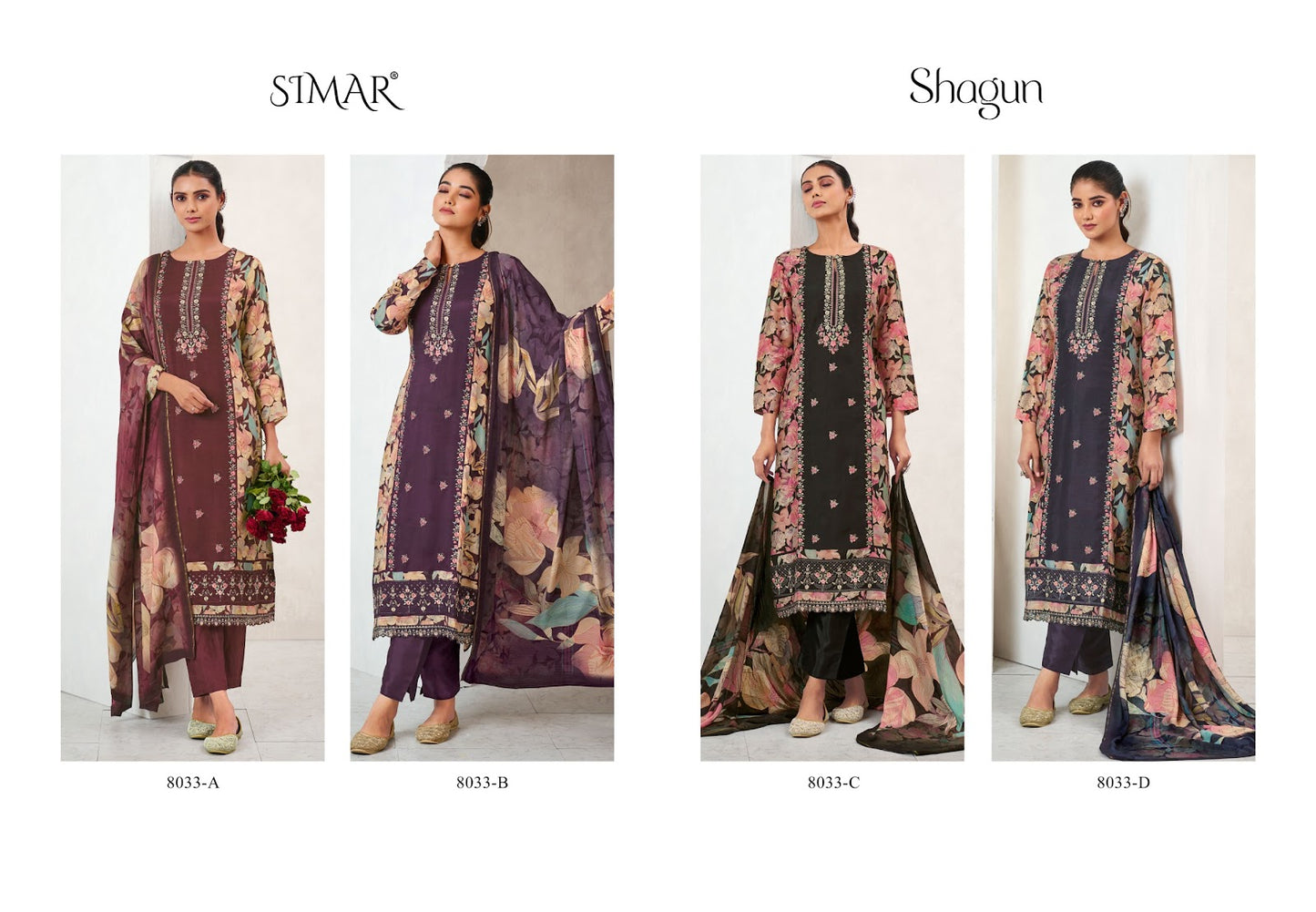 Shagun 8033 Simar Viscose Muslin Pant Style Suits Exporter Ahmedabad