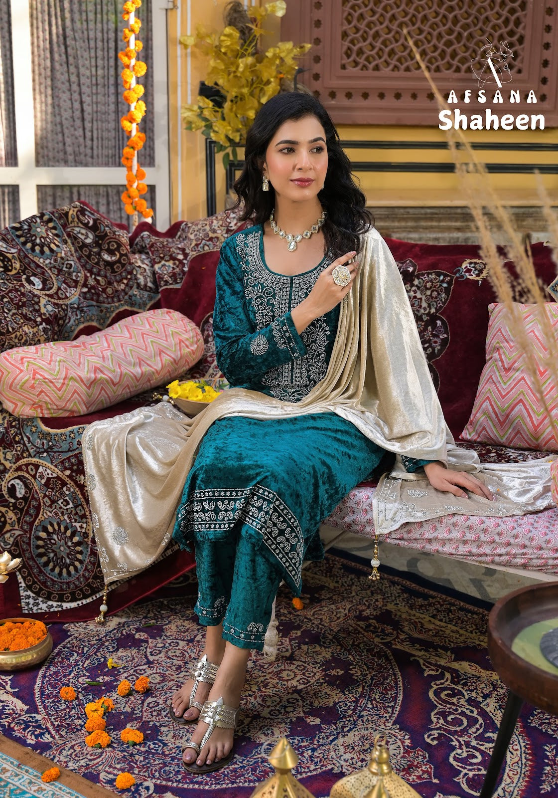 Shaheen Afsana Viscose Readymade Velvet Suits Exporter Ahmedabad
