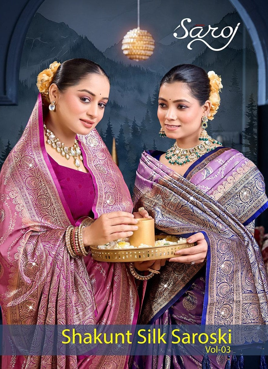 Shakunt Silk Saroski Vol 3 Saroj Sarees Wholesaler Gujarat