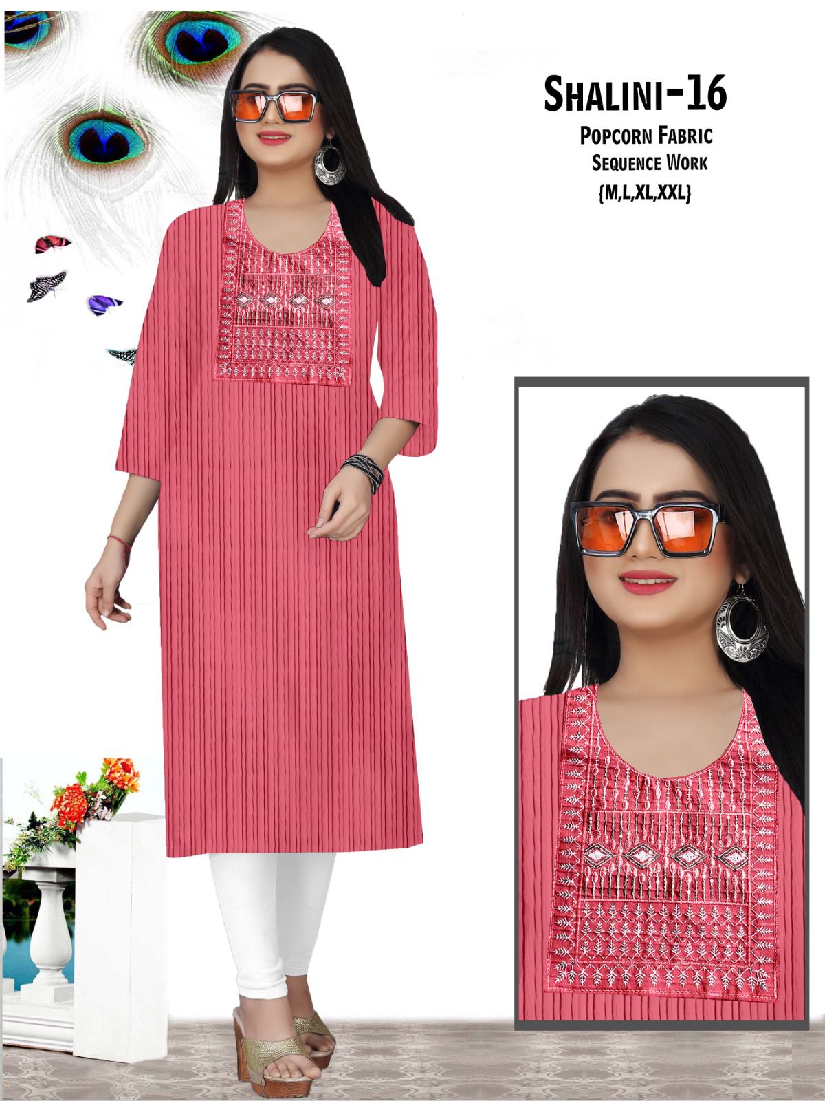 Shalini Ayg Popcorn Knee Length Kurtis Wholesale