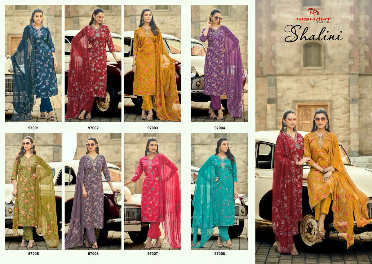 Shalini Nishant Fashion Jam Silk Pant Style Suits Manufacturer Gujarat