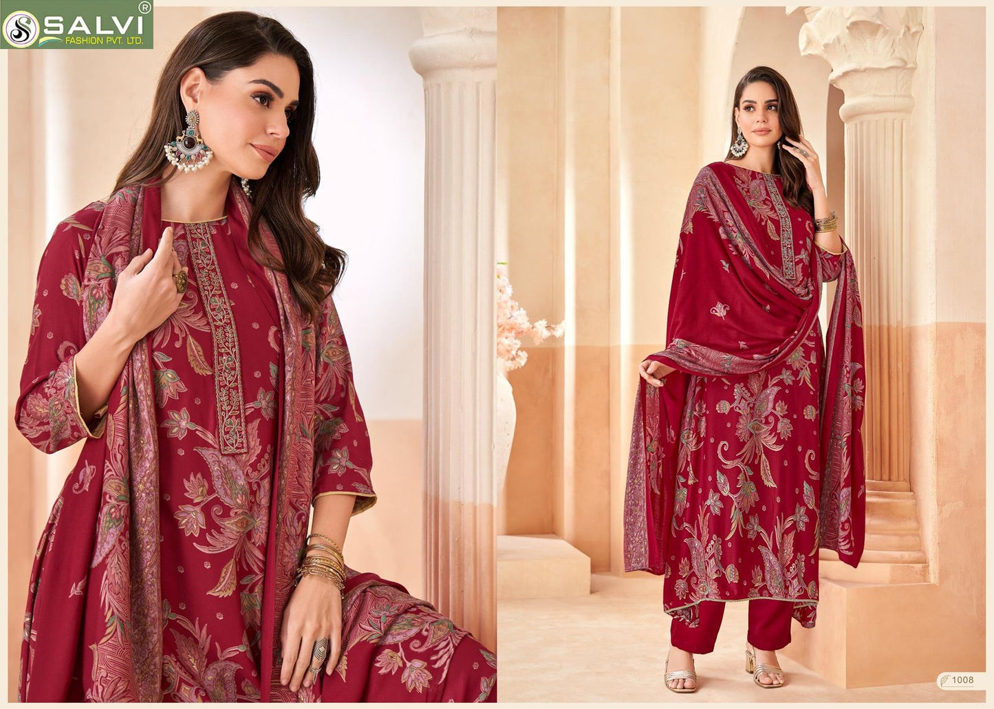 Shalini Winter Salvi Fashion Viscose Pashmina Suits Wholesaler Ahmedabad