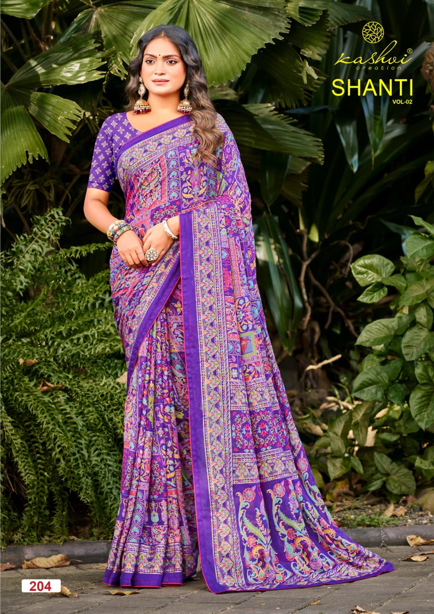 Shanti Vol 2 Kashvi Creation Moss Foil Sarees Wholesale Rate