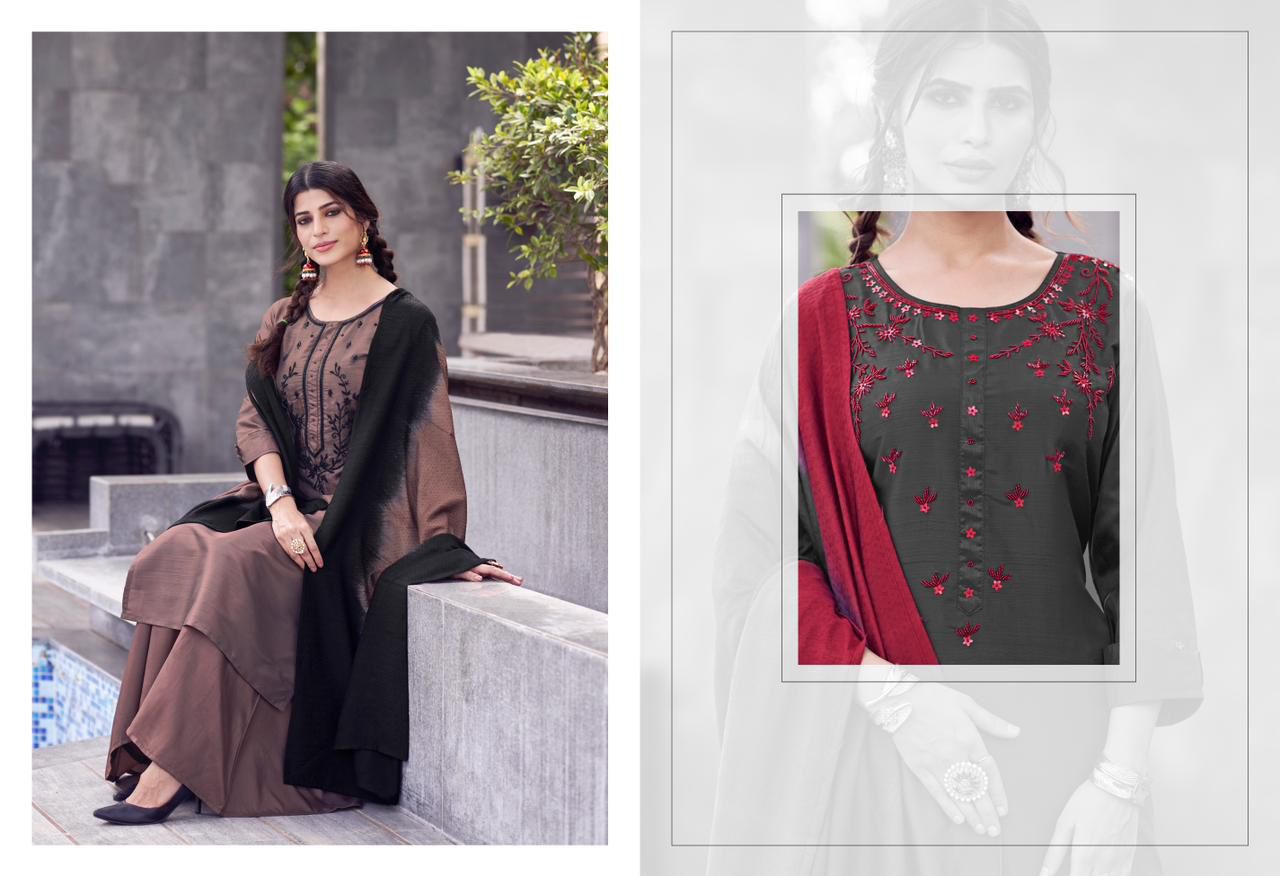 Shap Sweety Fashion Chinon Readymade Plazzo Style Suits Wholesale Price