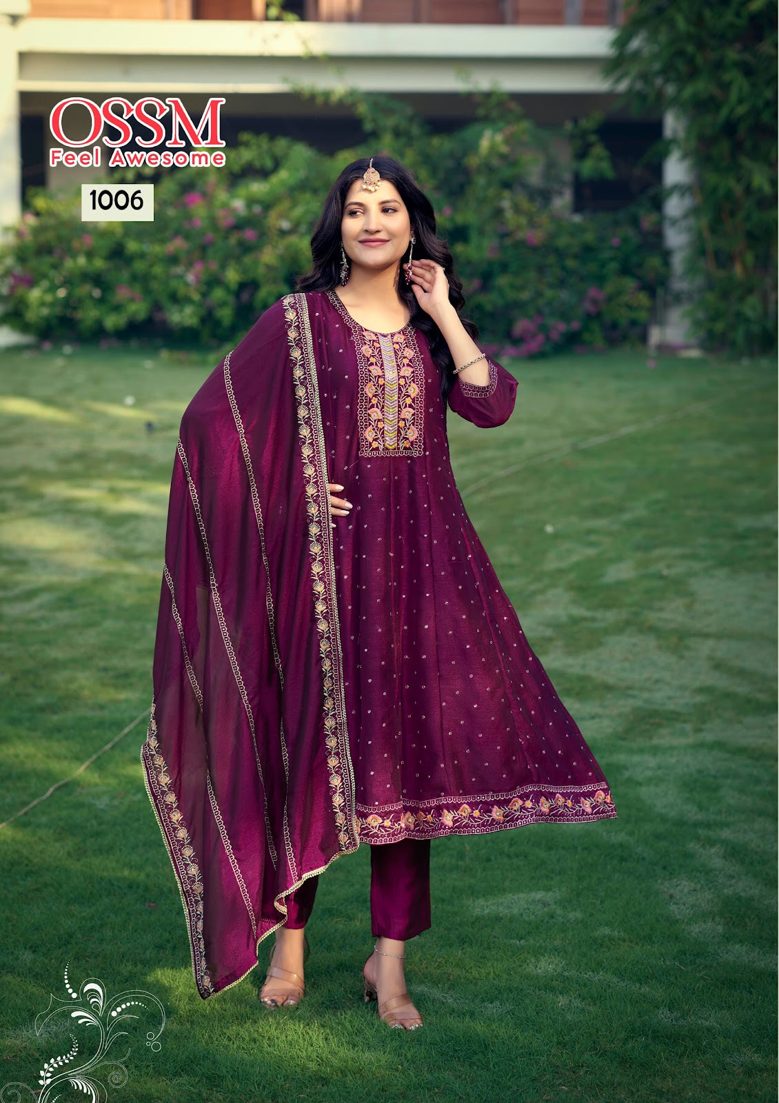 Shayra Ossm Vichitra Silk Readymade Anarkali Suits Wholesaler Ahmedabad