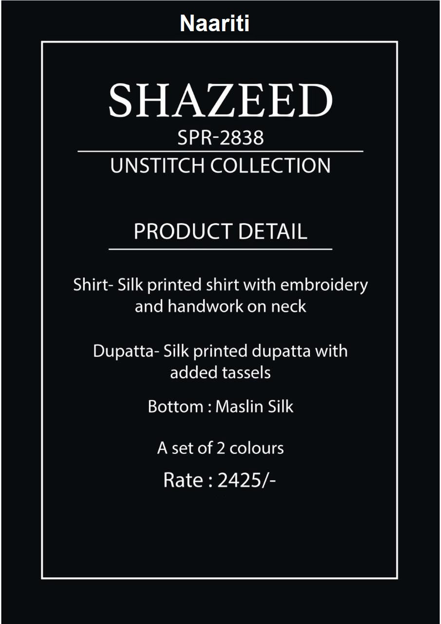 Shazeed 2838 Naariti Silk Pant Style Suits Wholesaler Gujarat