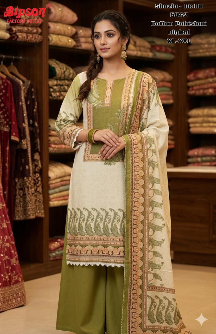 Shazia 5042 Bipson Prints Cotton Karachi Readymade Suits Supplier India