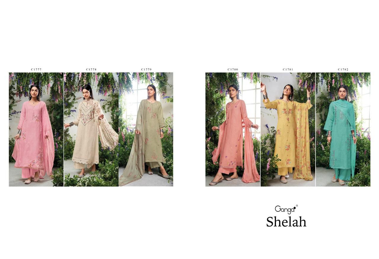 Shelah Ganga Linen Plazzo Style Suits