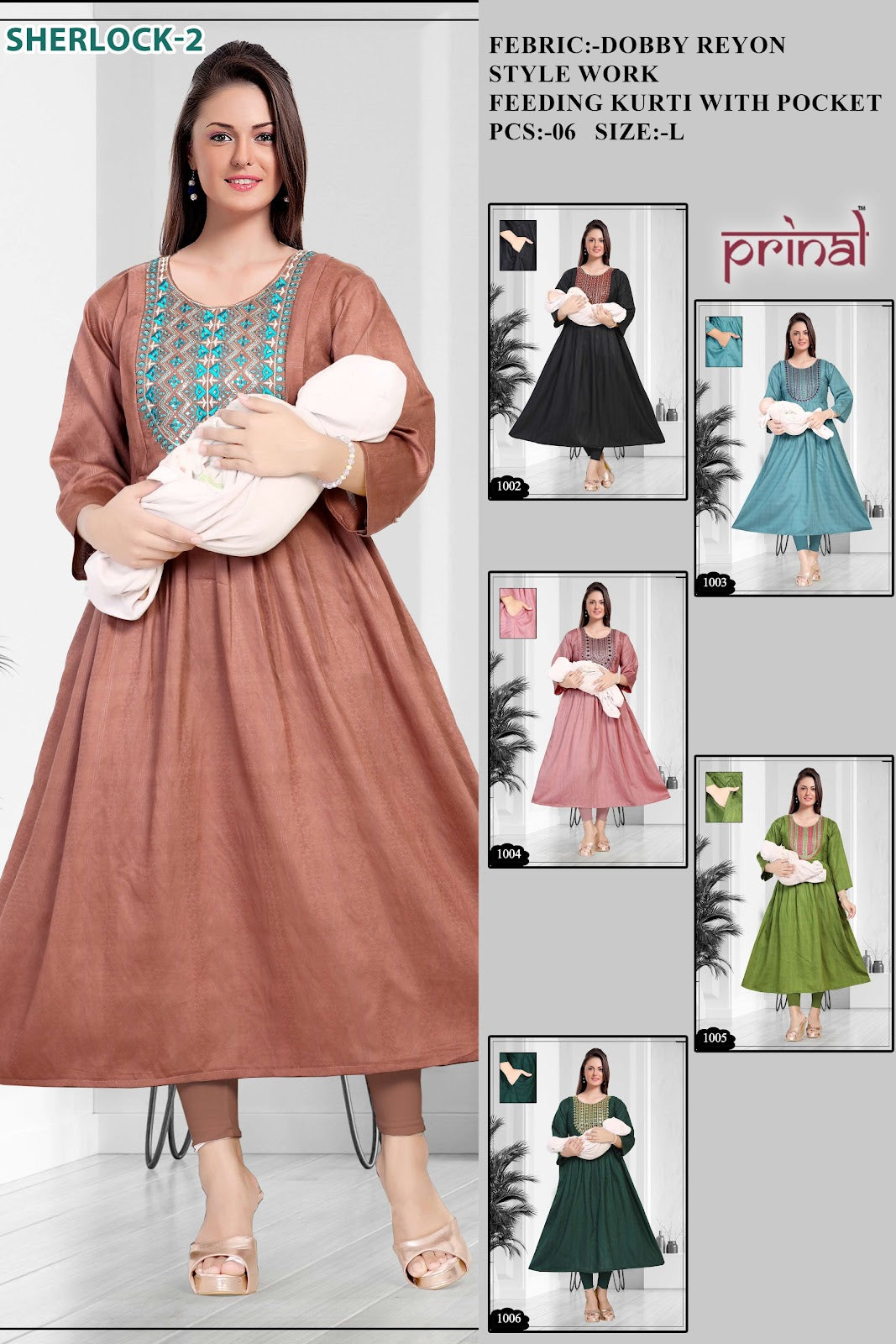 Sherlock 2 Prinal Dobby Feeding Kurtis Wholesale Price