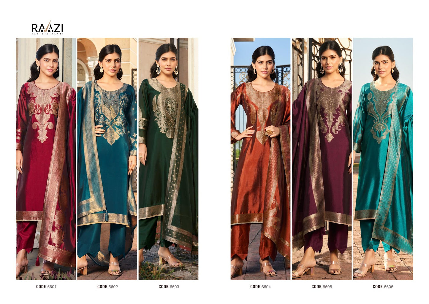 Shezan Raazi Silk Jacquard Pant Style Suits Supplier India