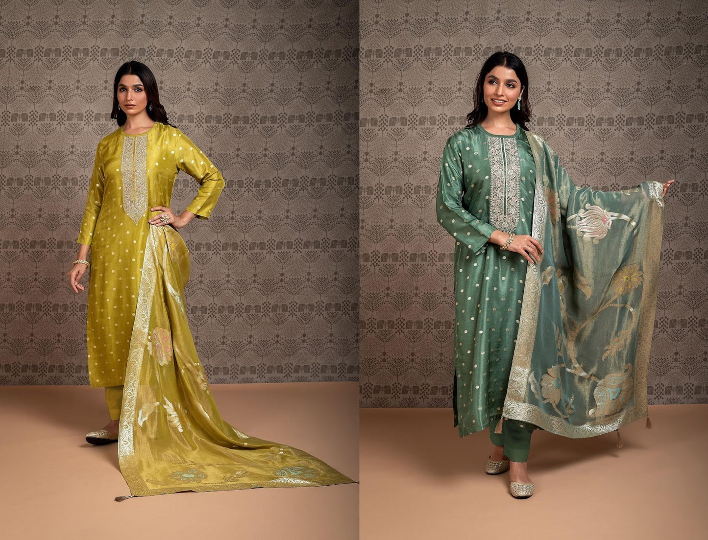 Shezar Naariti Silk Jacquard Pant Style Suits Manufacturer Ahmedabad
