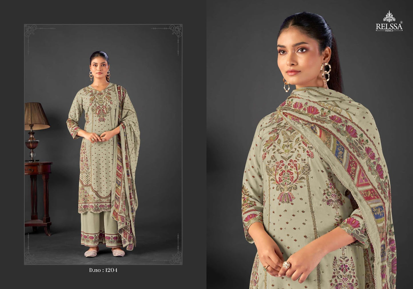 Shimpy Vol 12 Relssa Fabrics Pure Pant Style Suits Wholesaler Ahmedabad
