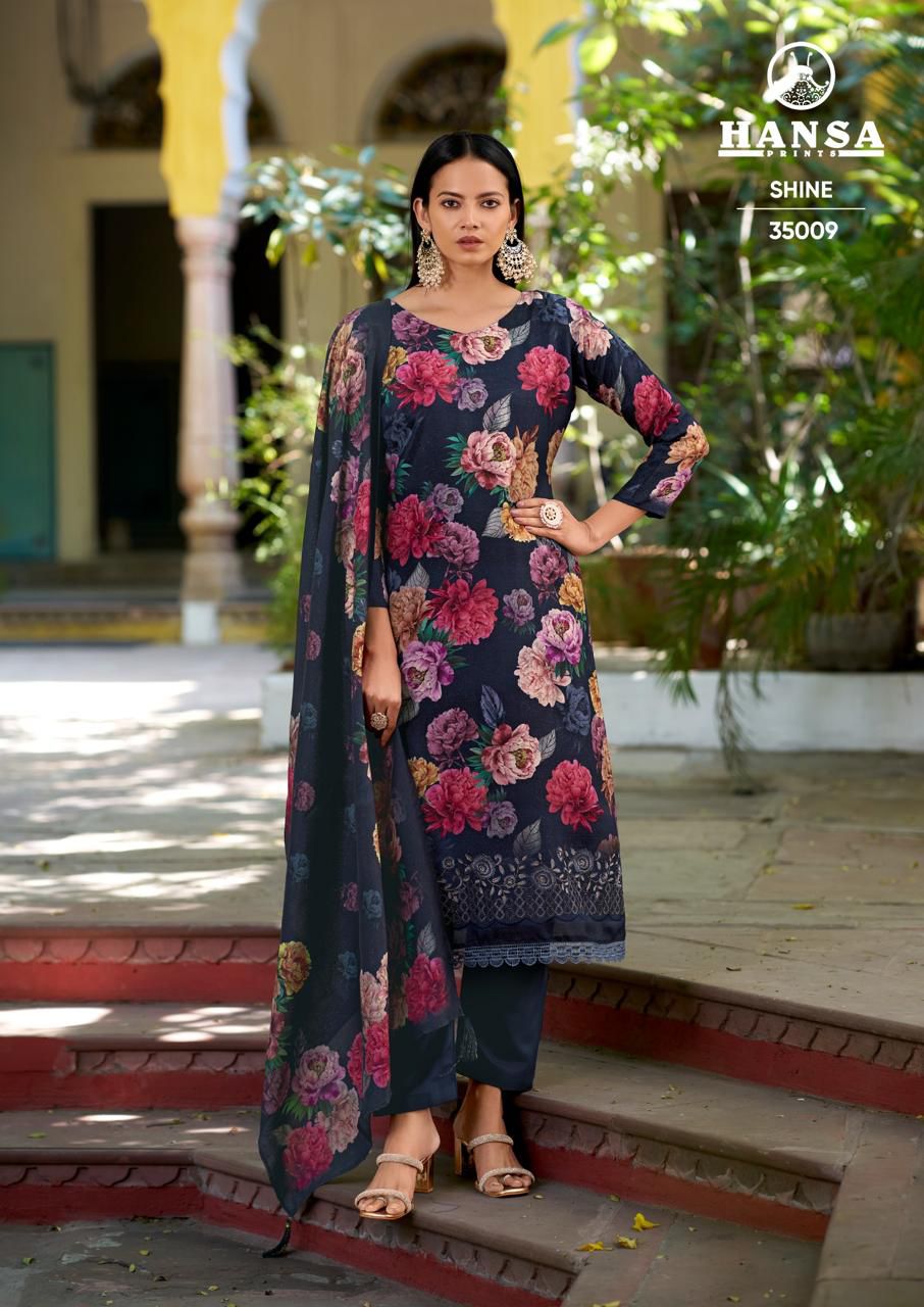 Shine 35009 Hansa Prints Simar Salwar Suits Exporter Gujarat