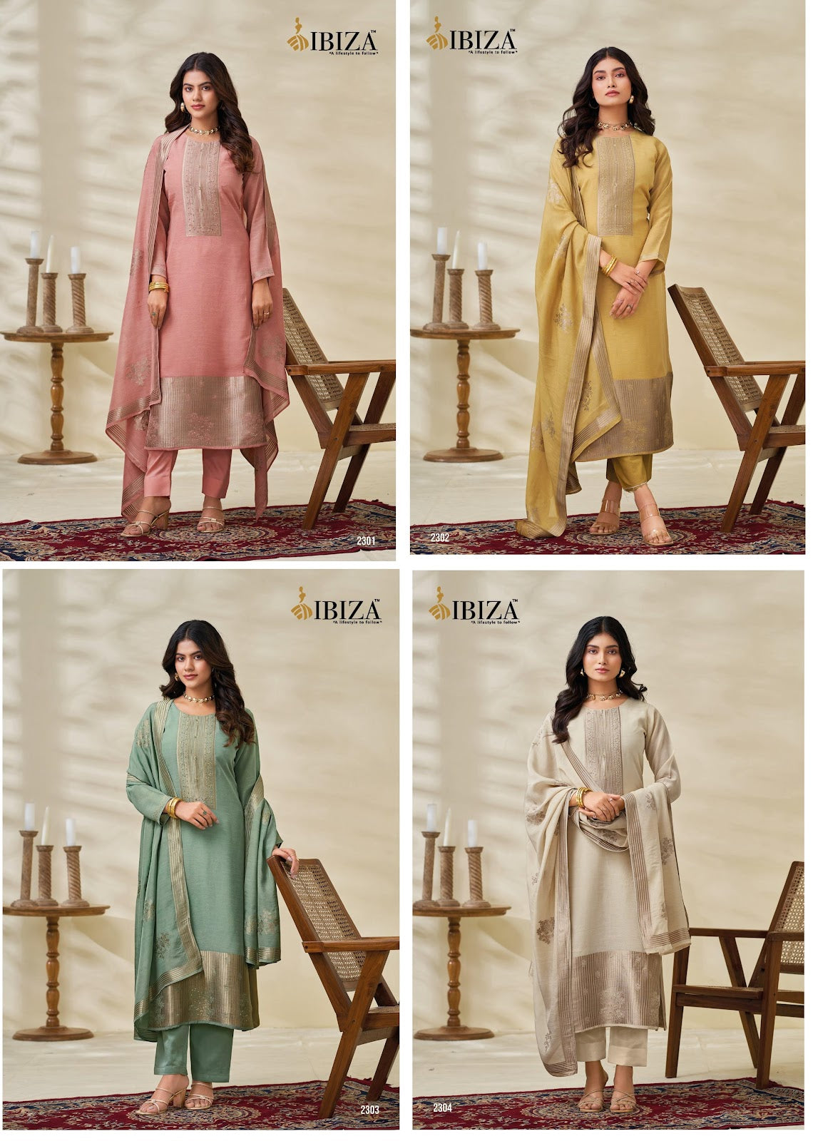 Shireen Ibiza Pure Linen Pant Style Suits Supplier India