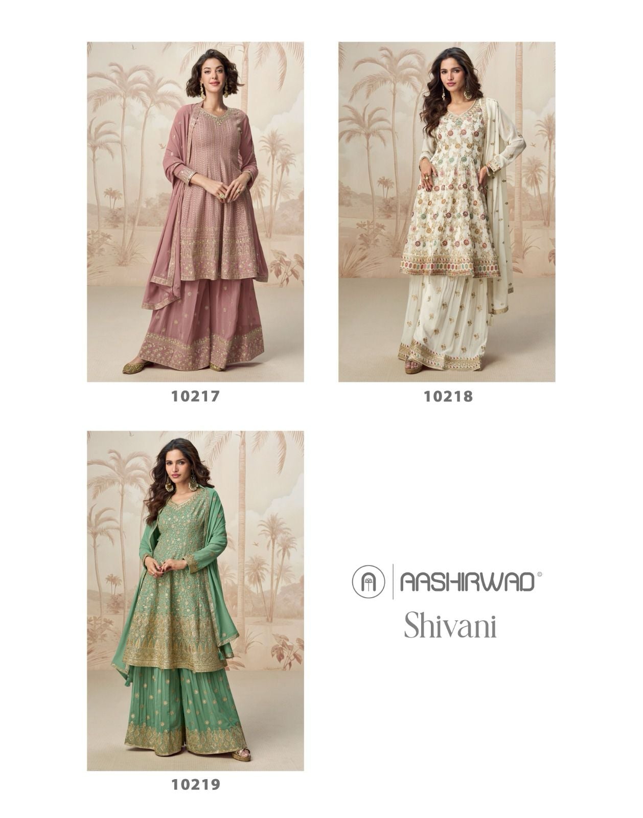 Shivani Aashirwad Creation Georgette Readymade Plazzo Style Suits Manufacturer India