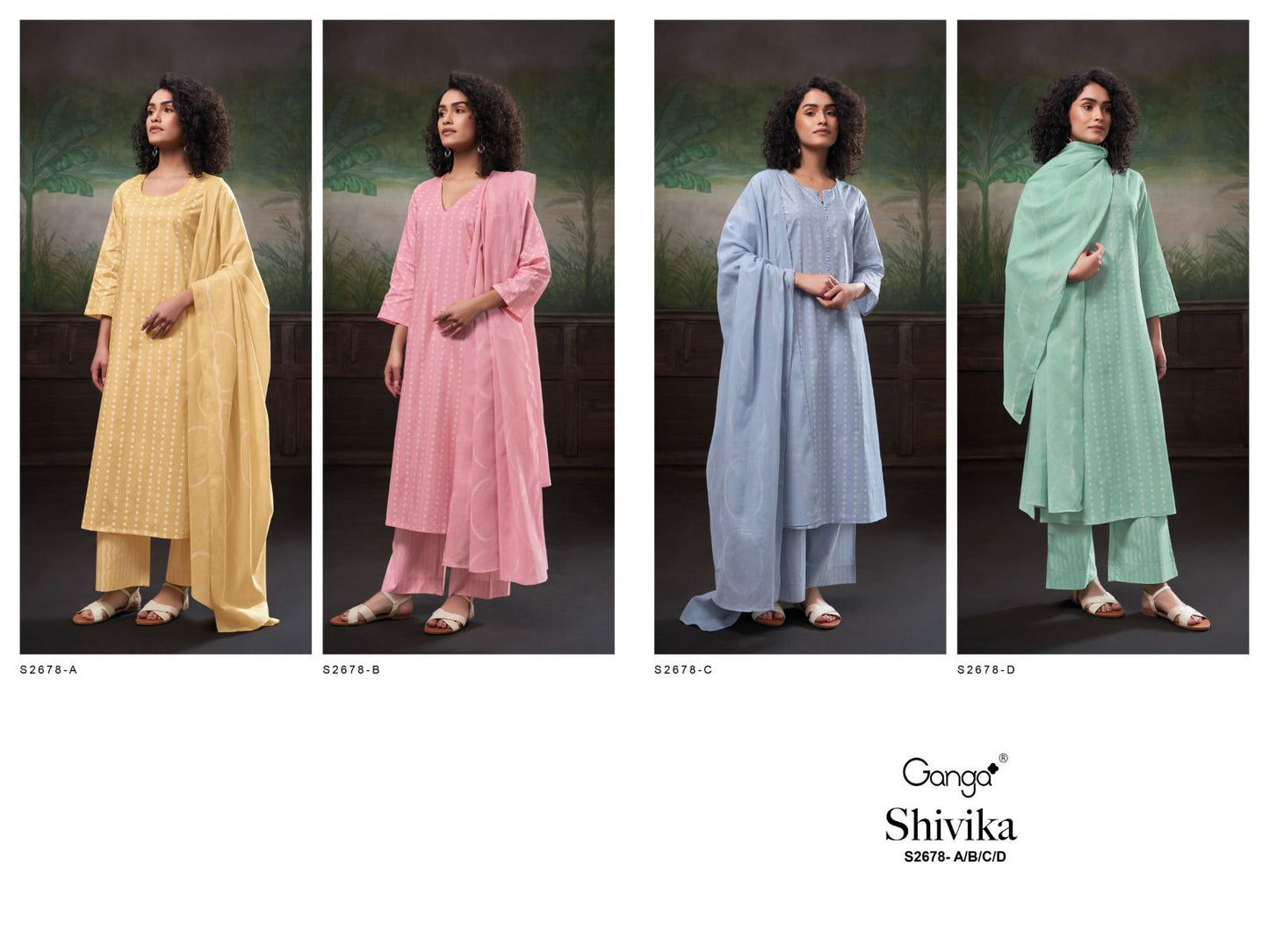 Shivika 2678 Ganga Cotton Plazzo Style Suits Wholesale