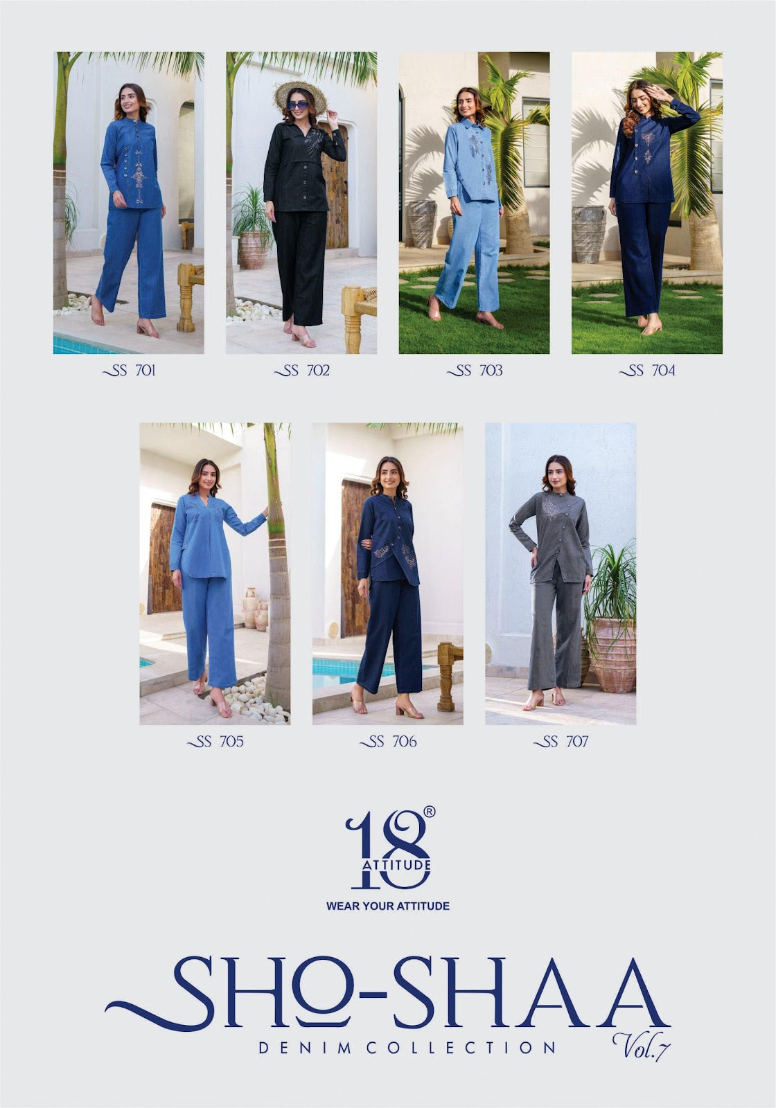 Sho Shaa Vol 7 18 Attitude Denim Co Ord Set Exporter Gujarat
