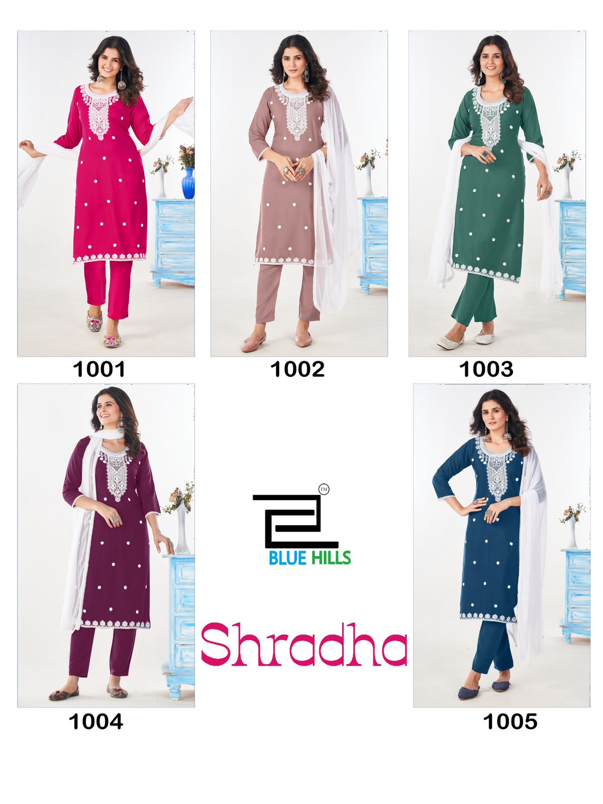 Shradha Blue Hills Rayon 14Kg Readymade Pant Style Suits Supplier India